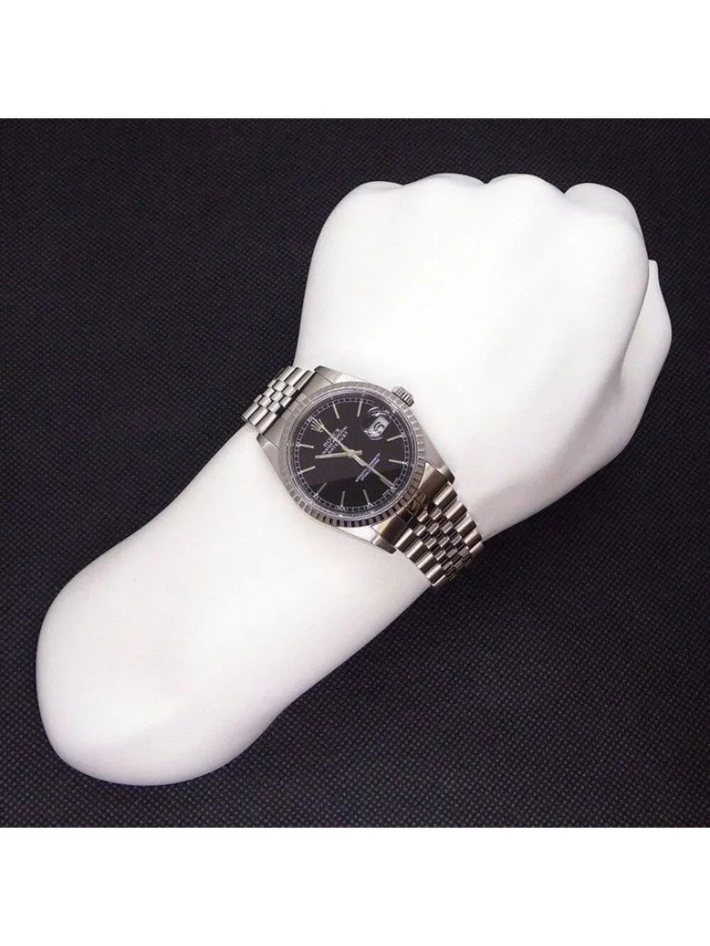 Rolex Watch Datejust Black Dial Date 18k White Gold SS Automatic